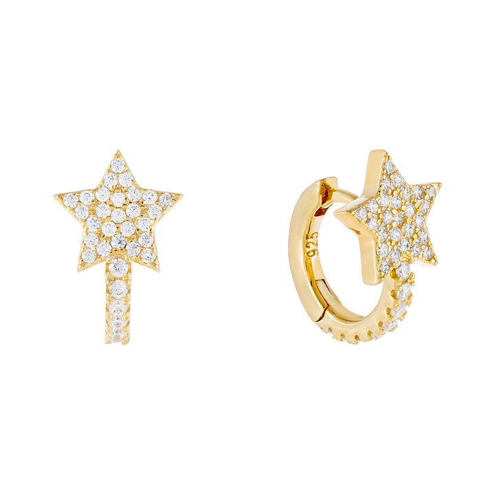 Gold Pavé Star Mini Huggie Earring - Adina Eden's Jewels