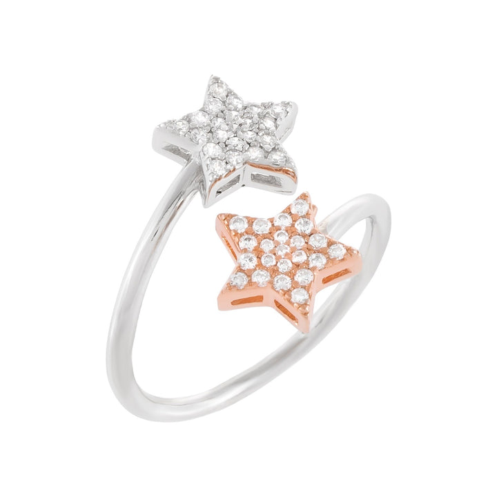Rose Gold / 8 Two-Tone Pavé Star Ring - Adina Eden's Jewels