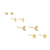 Gold Pavé/Solid Celestial Stud Earring Combo Set - Adina Eden's Jewels