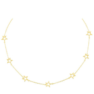 Gold Solid Open Star Choker - Adina Eden's Jewels