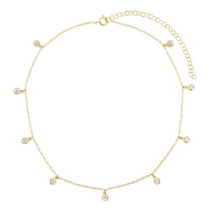  CZ Bezel Dangling Choker - Adina Eden's Jewels