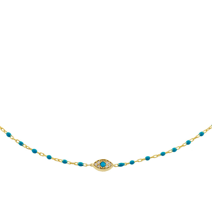 Turquoise Evil Eye Enamel Necklace - Adina Eden's Jewels