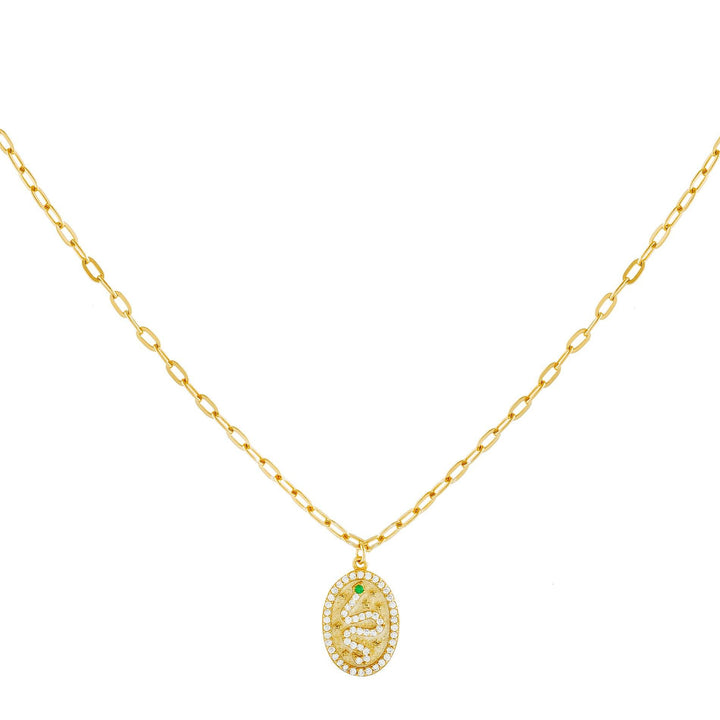 Gold Pavé Snake Oval Necklace - Adina Eden's Jewels