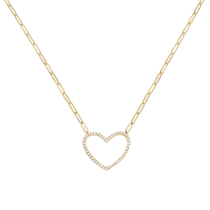 Gold CZ Open Heart Link Necklace - Adina Eden's Jewels