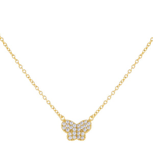 Gold Pavé Mini Butterfly Necklace - Adina Eden's Jewels