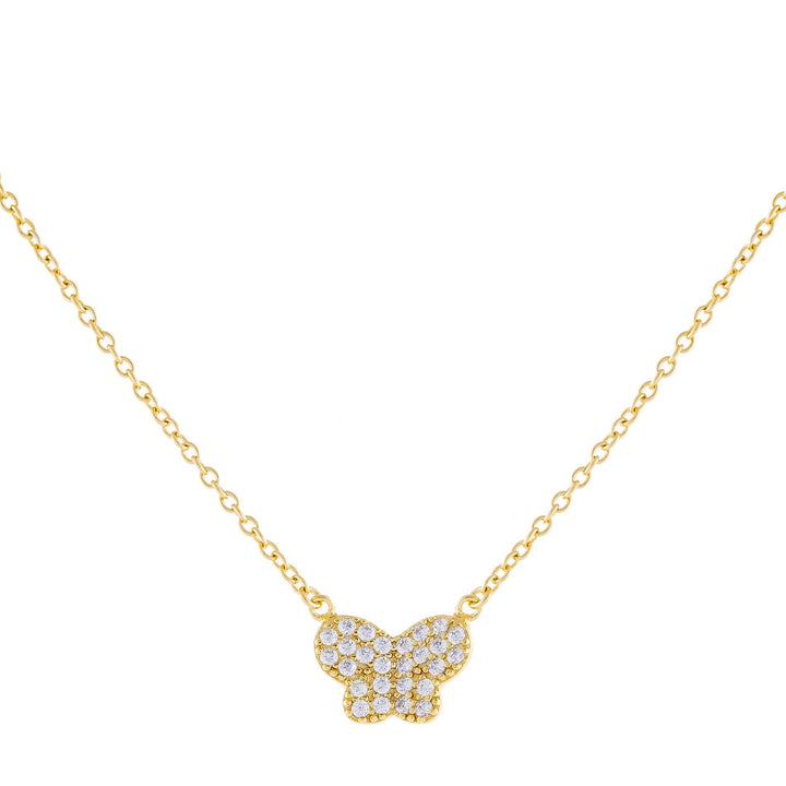Gold Pavé Mini Butterfly Necklace - Adina Eden's Jewels