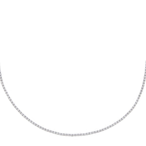 14K White Gold Diamond Dainty Thin Tennis Necklace 14K - Adina Eden's Jewels
