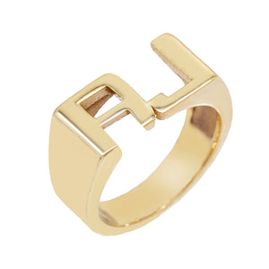 Gold / 3 Double Initial Pinky Ring - Adina Eden's Jewels