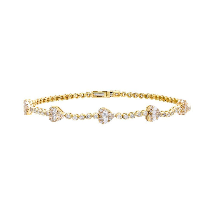  Heart x Round Diamond Tennis Bracelet 14K - Adina Eden's Jewels