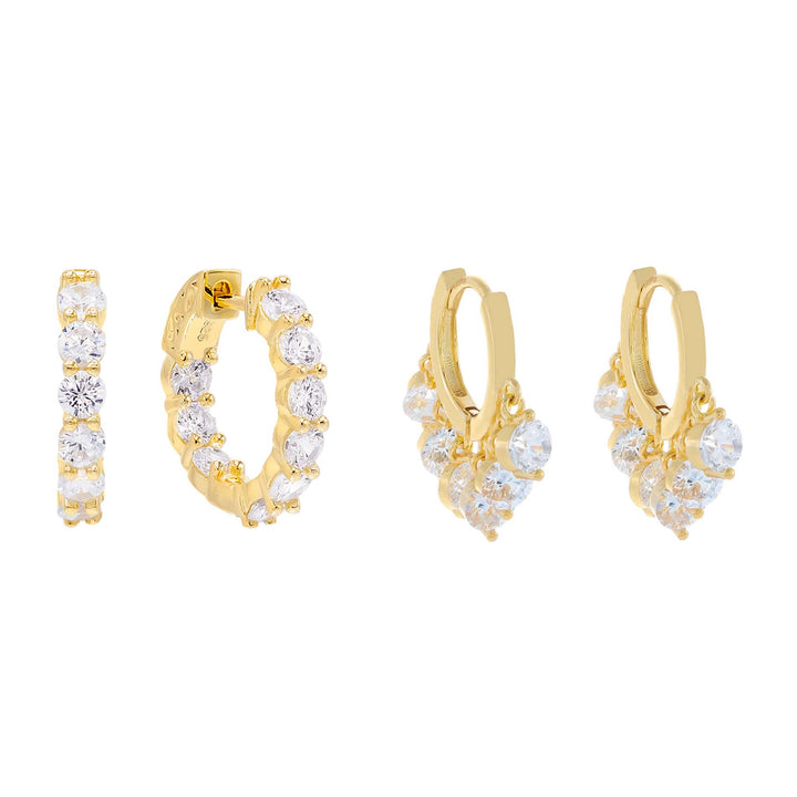 Gold CZ Round Earring Combo Set - Adina Eden's Jewels