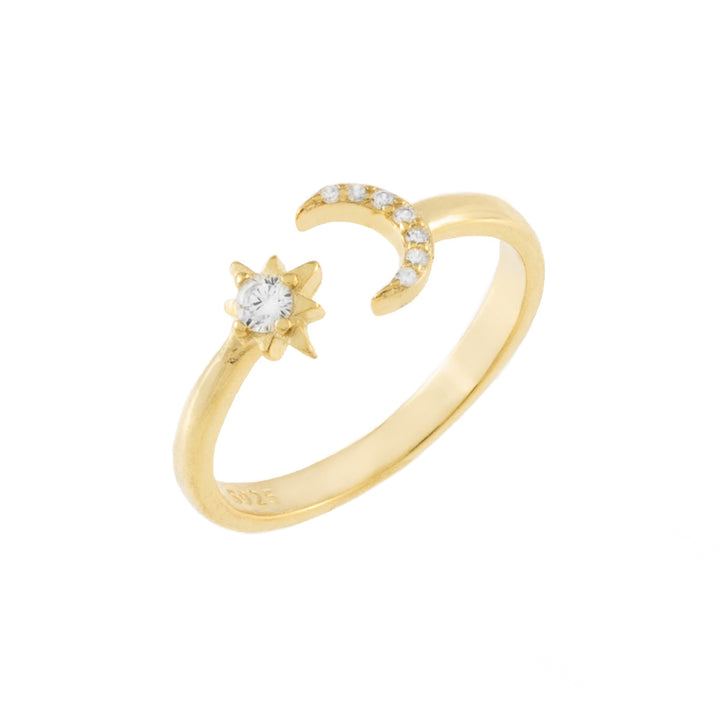 Gold / 7 Pavé Moon & Star Ring - Adina Eden's Jewels
