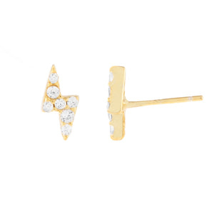 Gold Pavé Lightning Bolt Stud Earring - Adina Eden's Jewels
