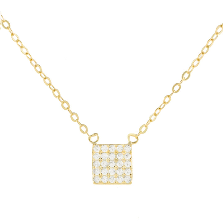 Gold Square Pavé Pendant Necklace - Adina Eden's Jewels