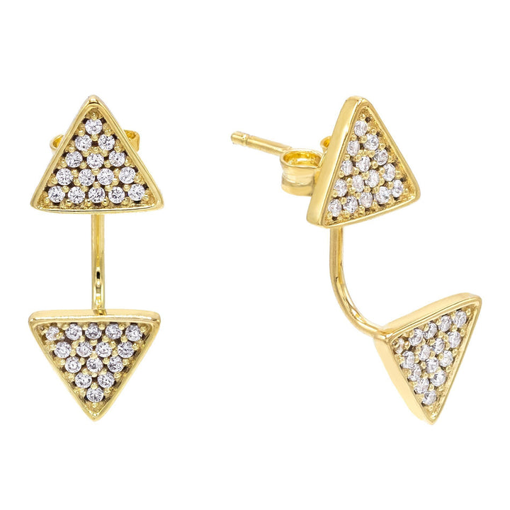 Gold Double Triangle Stud Earring - Adina Eden's Jewels