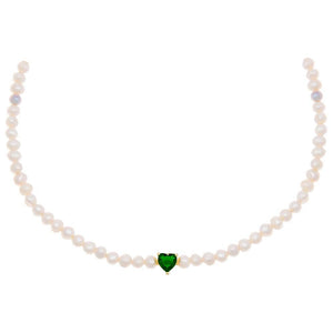  Colored CZ Heart Pearl Choker - Adina Eden's Jewels