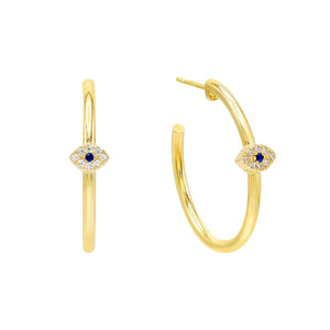 Sapphire Blue Evil Eye Hoop Earring - Adina Eden's Jewels