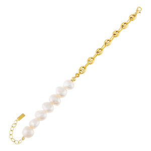 Pearl White Mariner X Freshwater Pearl Bracelet - Adina Eden's Jewels