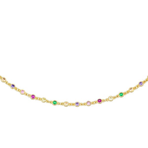 Multi-Color Rainbow Bezel Chain Choker - Adina Eden's Jewels