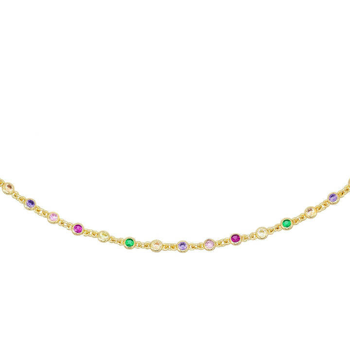 Multi-Color Rainbow Bezel Chain Choker - Adina Eden's Jewels