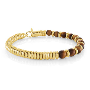 Yellow Gold Tiger Eye Beads Bracelet - Adina Eden's Jewels