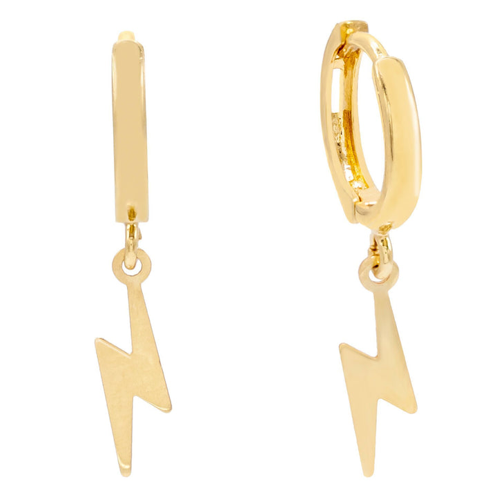 14K Gold Lightning Huggie Earring 14K - Adina Eden's Jewels