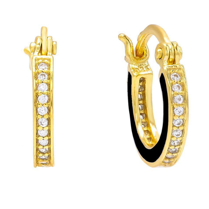 Onyx Pavé Enamel Huggie Earring - Adina Eden's Jewels