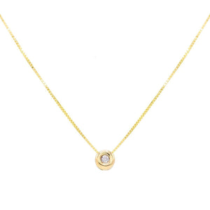 14K Gold Diamond Solitaire Circle Necklace 14K - Adina Eden's Jewels