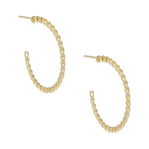 14K Gold / Pair Baby Cuban Hoop Earring 14K - Adina Eden's Jewels