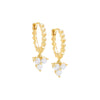 Gold / Pair Beaded X Dangling Trio Cluster Huggie Earring - Adina Eden's Jewels