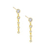 Gold CZ Bezel Long Drop Stud Earring - Adina Eden's Jewels