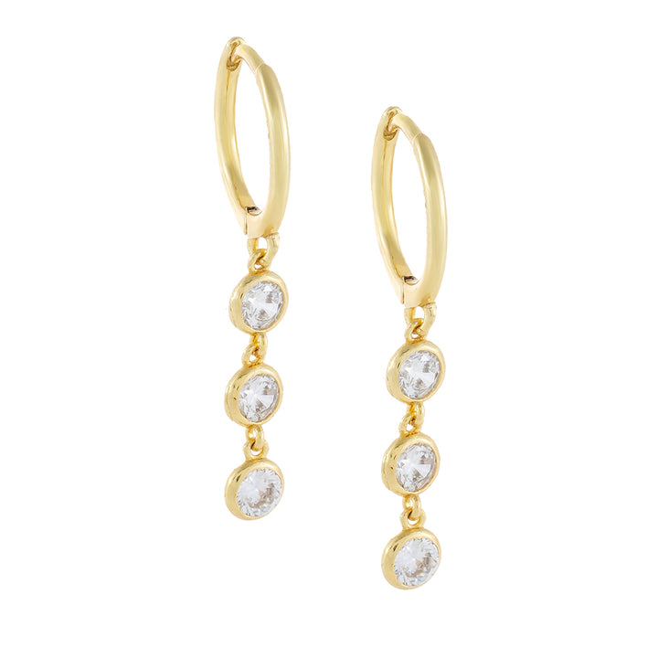 Gold Bezel Drop Huggie Earring - Adina Eden's Jewels
