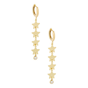 14K Gold / Pair Bezel Star Drop Earring 14K - Adina Eden's Jewels
