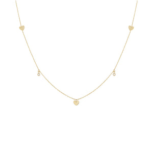 14K Gold Bezel X Solid Hearts Necklace 14K - Adina Eden's Jewels