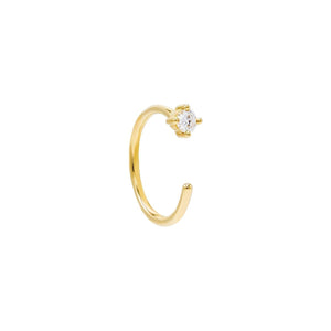 14K Gold / Single Diamond Threader Hoop Earring 14K - Adina Eden's Jewels