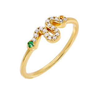 Gold / 5 Pavé Dainty Snake Ring - Adina Eden's Jewels