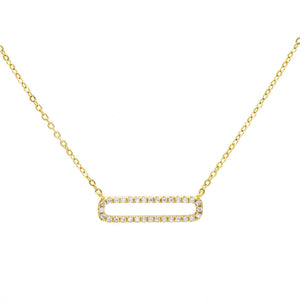 Gold / 20 MM Pavé Open Bar Necklace - Adina Eden's Jewels