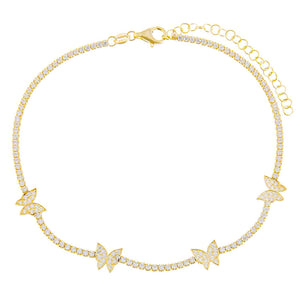 Gold Butterfly Tennis Anklet - Adina Eden's Jewels