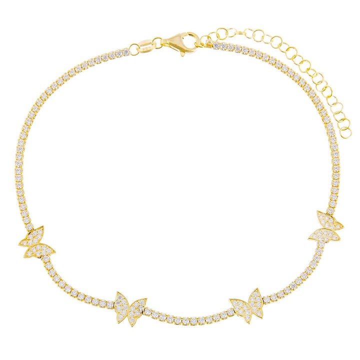 Gold Butterfly Tennis Anklet - Adina Eden's Jewels