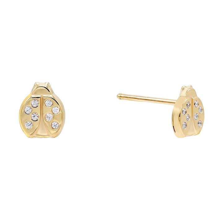 14K Gold / Single Ladybug Stud Earring 14K - Adina Eden's Jewels