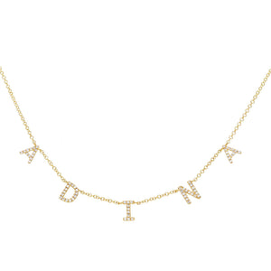 14K Gold / 2-3 Diamond Block Name Necklace 14K - Adina Eden's Jewels