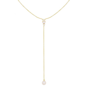 Pearl White Pearl Stone Lariat - Adina Eden's Jewels