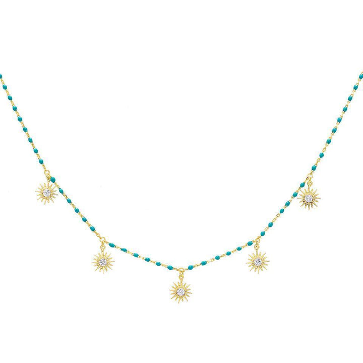 Turquoise Bezel Starburst Necklace - Adina Eden's Jewels