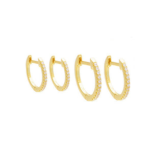 Gold Pavé Double Hoop Earring Combo Set - Adina Eden's Jewels