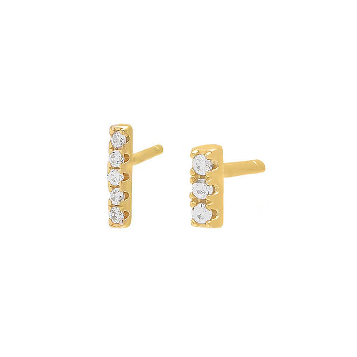 Gold / Single Pave Bar Studs Earring Combo Set - Adina Eden's Jewels