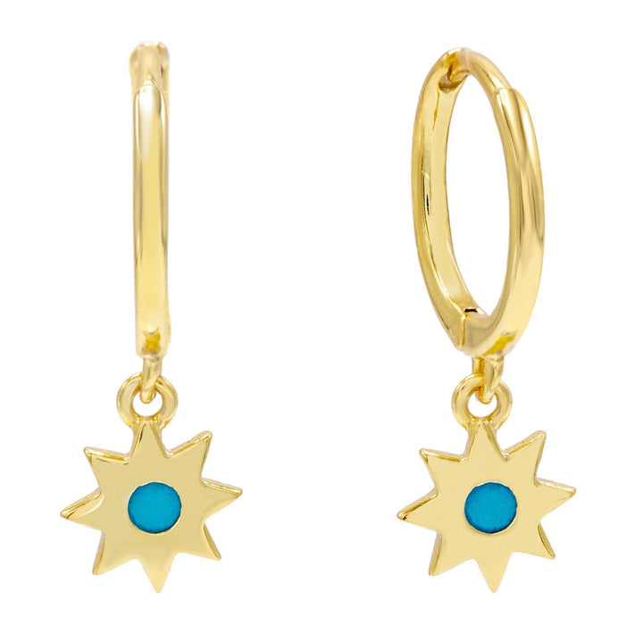 Turquoise Turquoise Starburst Huggie Earring - Adina Eden's Jewels