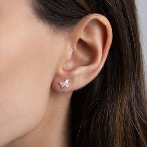  Pink X Butterfly Stud Earring 14K - Adina Eden's Jewels