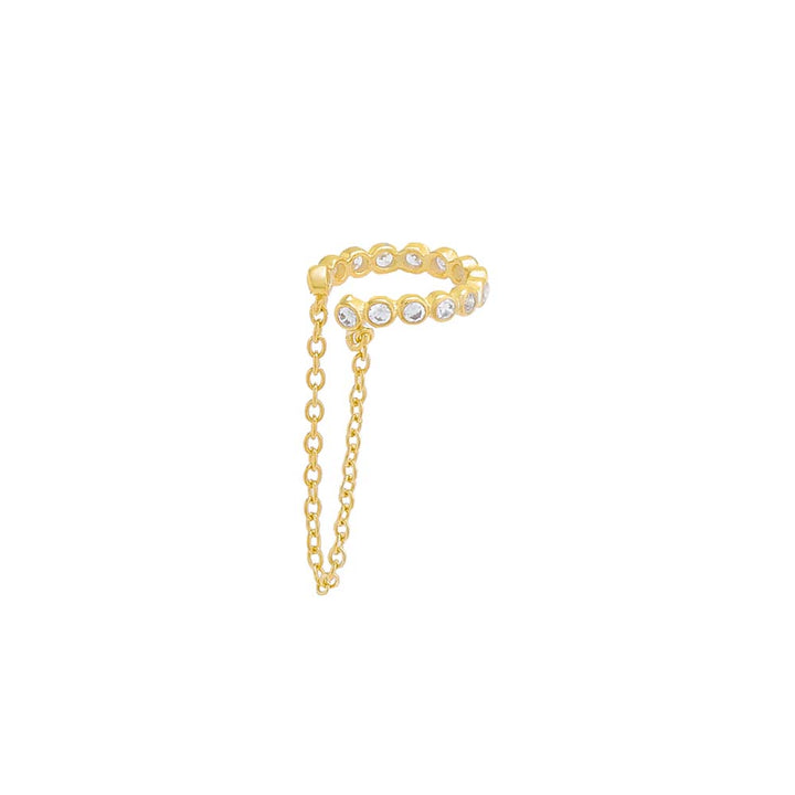 Gold / Single CZ Bezel Chain Ear Cuff - Adina Eden's Jewels