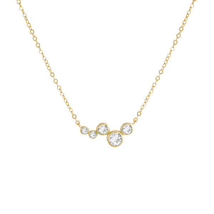 Gold CZ Bezel Clustered Pendant Necklace - Adina Eden's Jewels