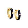 Black / Enamel / Pair CZ Bezel Colored Enamel Huggie Earring - Adina Eden's Jewels