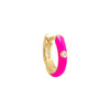 Neon Pink / Enamel / Single CZ Bezel Colored Enamel Huggie Earring - Adina Eden's Jewels